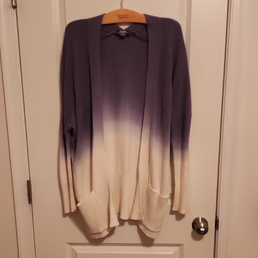 Belldini Purple and Cream Ombre Cardigan Sweater